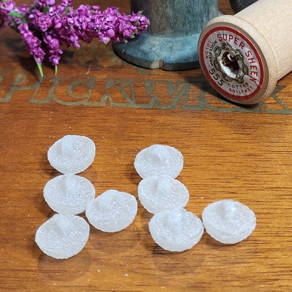 Vintage Round White Domed Plastic Shank Sugared Texture Sewing Buttons ~ 8pcs - Picture 5 of 13